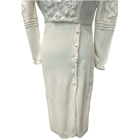 NWOT Reformation Adelia Crepe Ivory Embroidered Long Sleeve Maxi Dress Size 6 - Picture 4 of 13
